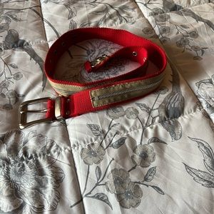 Y2K Red and tan zipper belt